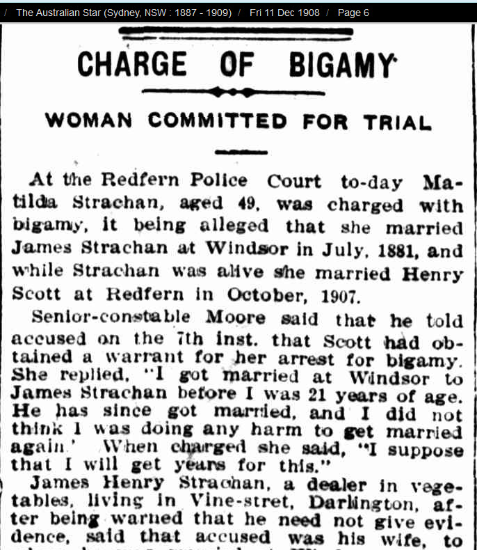 Report on the trial of Matilda Strachan (n. Potts) for Bigamy Report on the trial of Matilda Strachan (n. Potts) for Bigamy