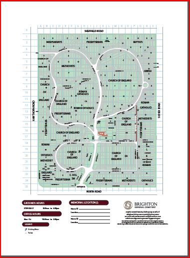 Map of Brighton General Cemetery Map of Brighton General Cemetery