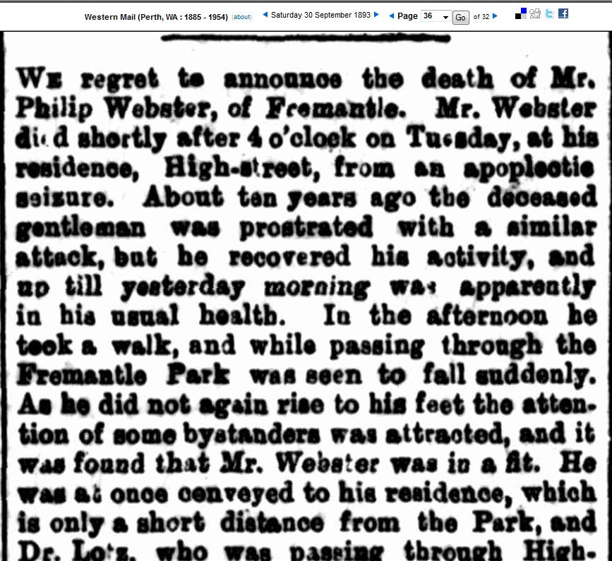 The Death of Mr Philip Webster