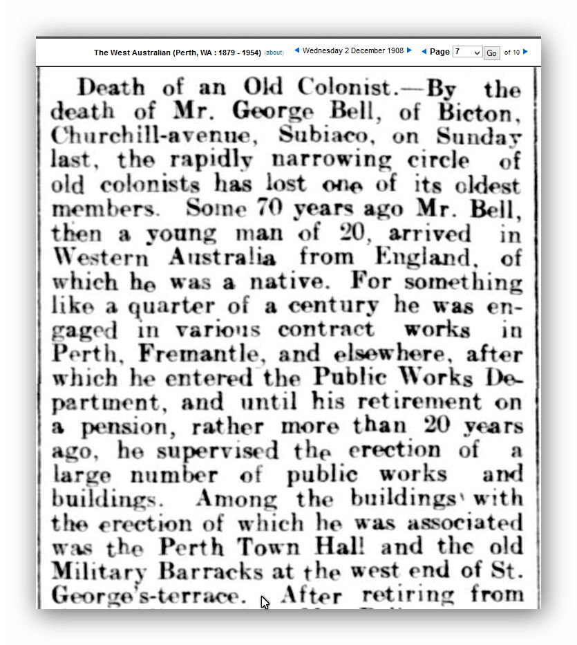 Obituary of George Bell Obituary of George Bell