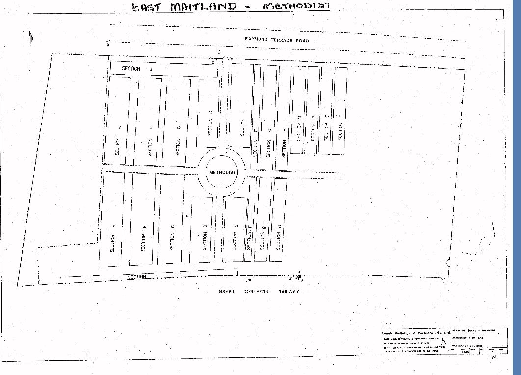 Map Of East Maitland Cemetery Map Of East Maitland Cemetery