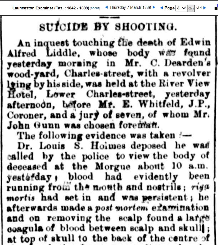 Inquest into the death of Edwin Alfred Liddle Inquest into the death of Edwin Alfred Liddle