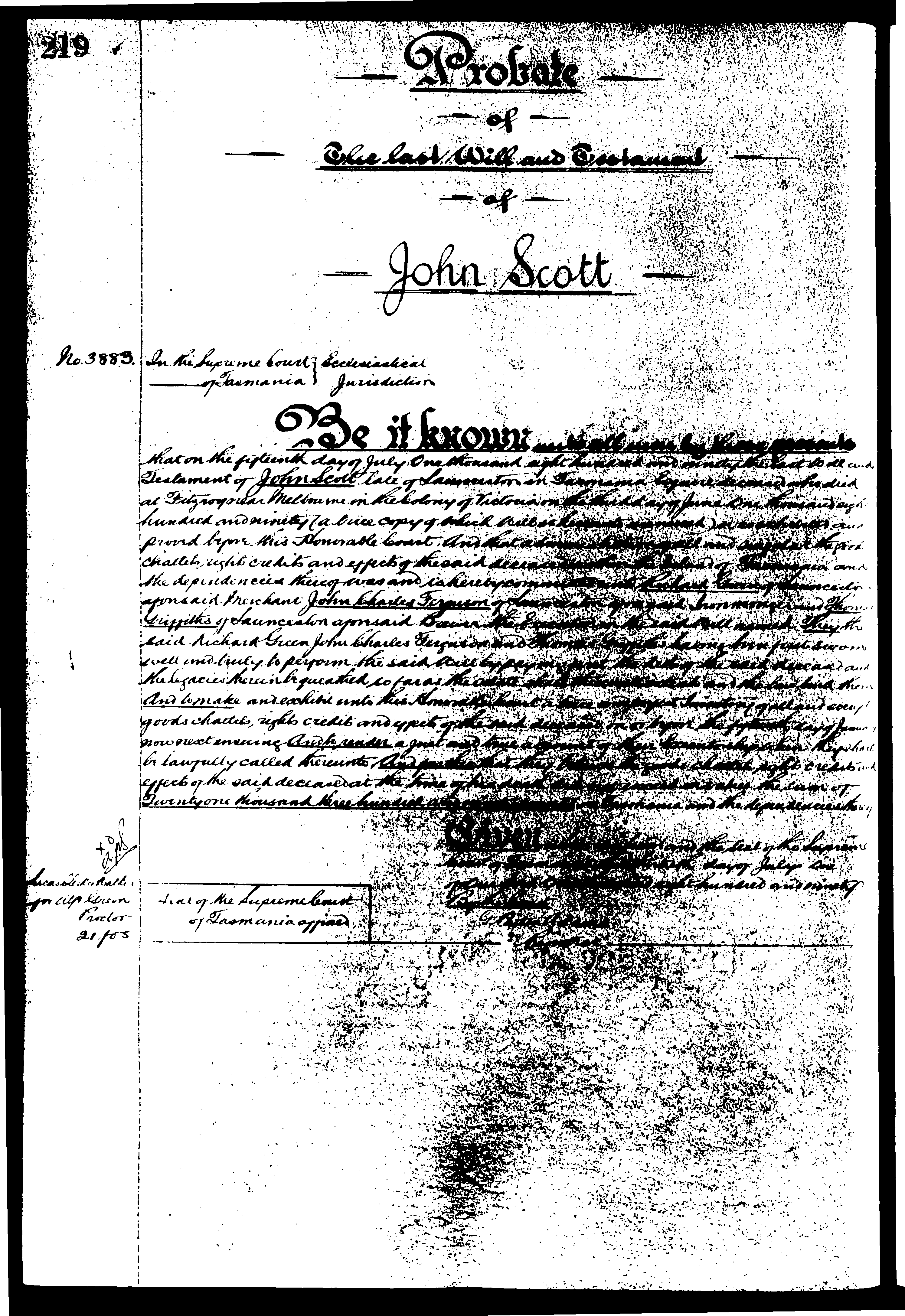 The Last Will and Testament of John Scott