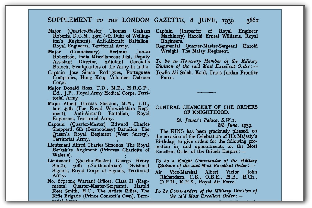 Extract London Gazette 6 June 1939 Page 3861 Extract London Gazette 6 June 1939 Page 3861
