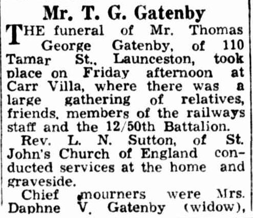 The Funeral of Thomas George Gatenby