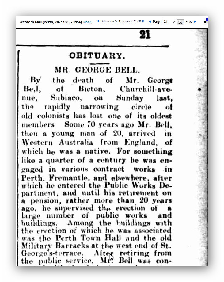 Obituary - Mr George Bell Obituary - Mr George Bell
