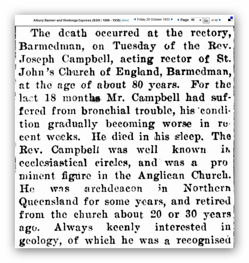 Obituary - Rev. Joseph Campbell Obituary - Rev. Joseph Campbell
