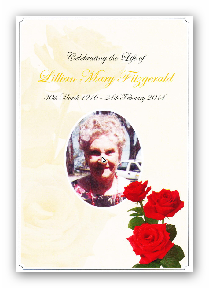 Order of Service - Lillian Mary Fitzgerald (n. Bottcher) Order of Service - Lillian Mary Fitzgerald (n. Bottcher)