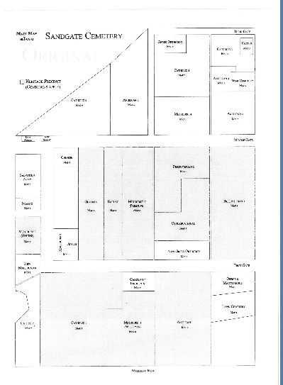 Map of Sandgate Cemetery Map of Sandgate Cemetery