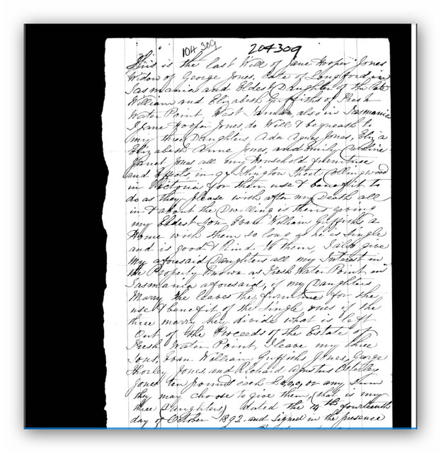 The last Will and Testament of Jane Hooper Jones (n. Griffiths)