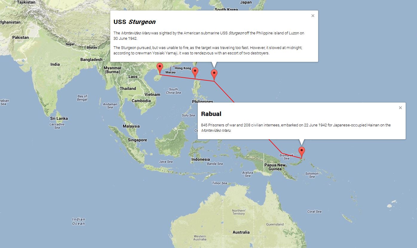 The Route of MV Montevideo Maru The Route of MV Montevideo Maru